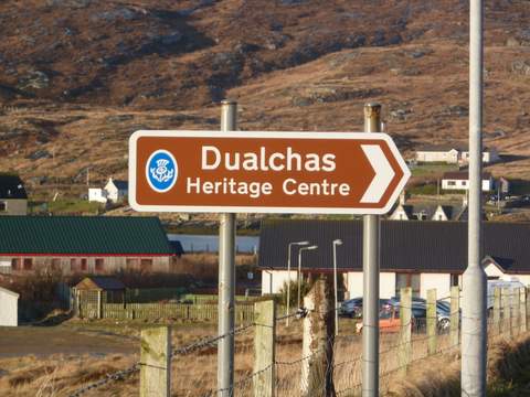 Sign for Dualchas Heritage Centre, Barra